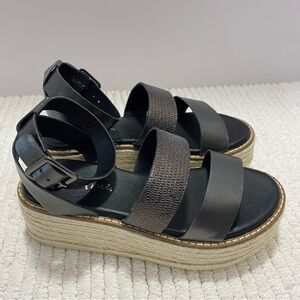Diba True Day line‎ Black Sandals Leather Upper Size 6.5 M Women’s